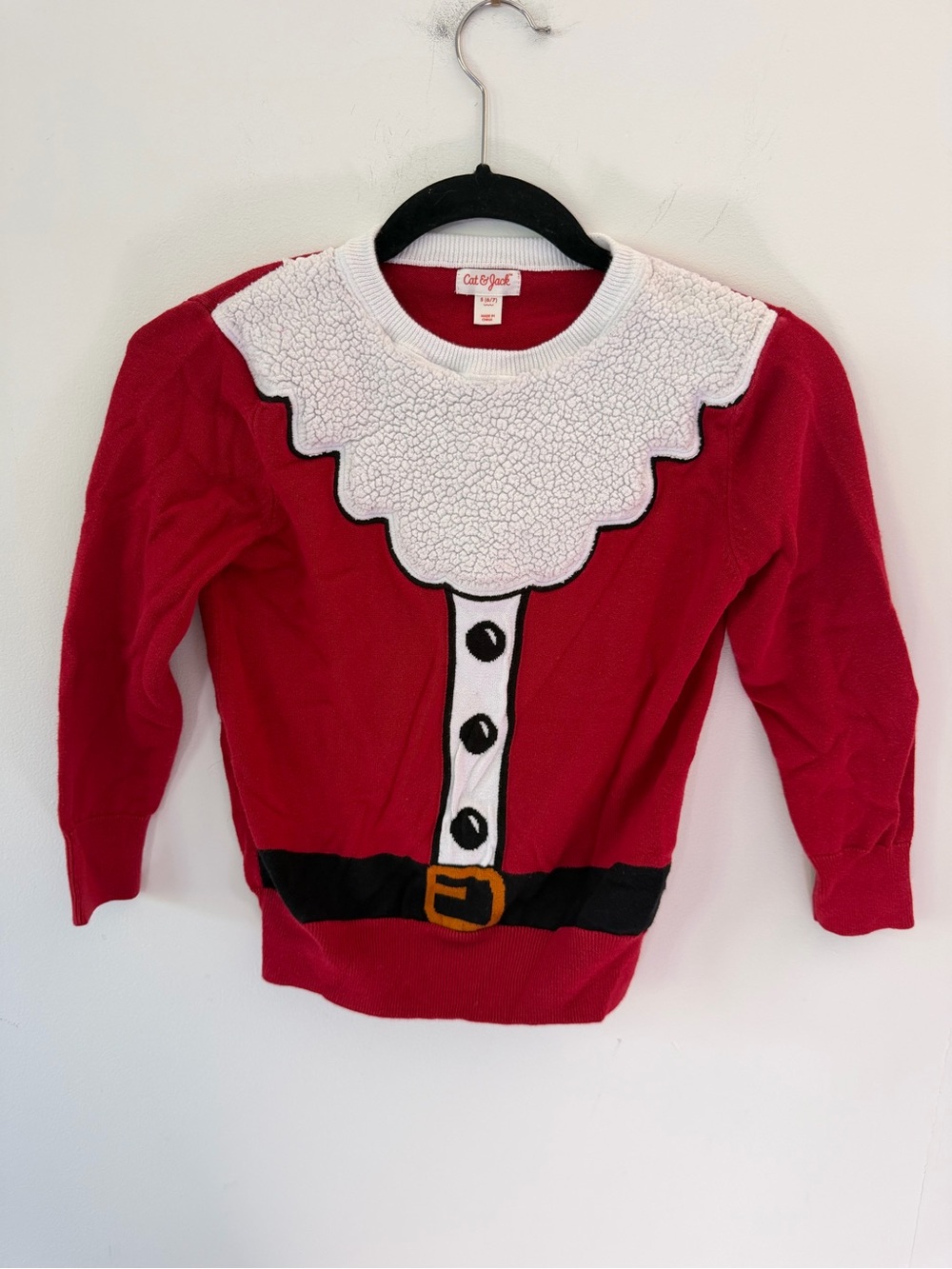 Cat & Jack Red Santa Costume Sweater Top with White Trim